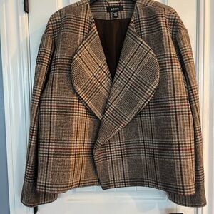 BCBG Women's Checkered Blazer - Brown and Red